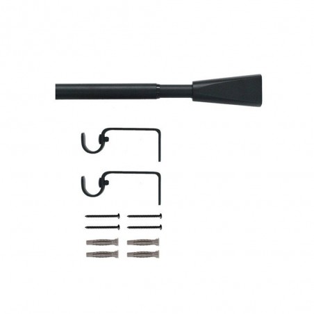 Kit de tringle à  rideau pommel Diam.16-19 mm Noir mat 120-210 cm