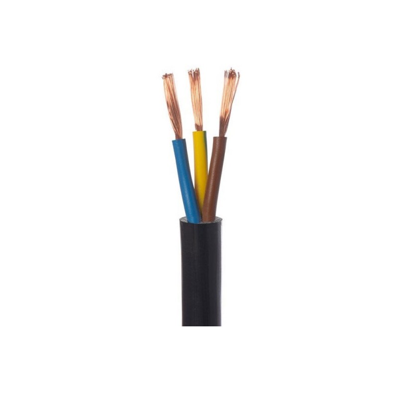 Cable électrique h03vv-f 3G0 x 0.75 mm2 noir 5 m