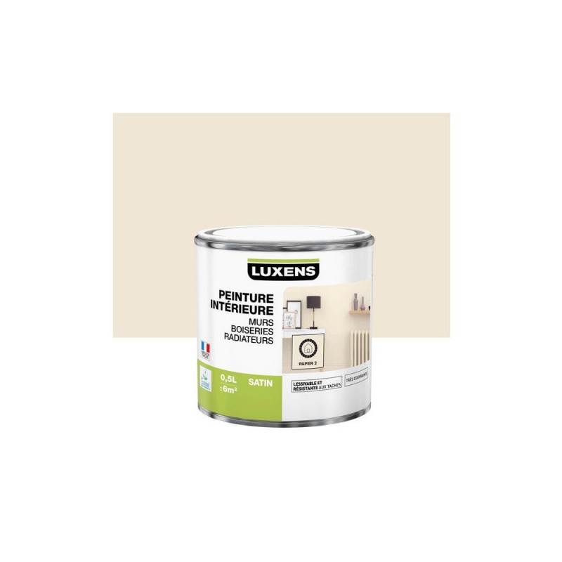 Peinture blanc paper 2 mur boiserie radiateur intérieur LUXENS satiné 500 ml