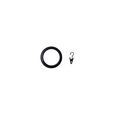 Lot de 10 anneaux et crochet pour tringle à rideau 16-19 Mm en plastique noir