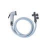 Kit hygiène WC : douchette ABS + flexible nylon + raccord 3 voies 12 x 17-15 x 21 mm
