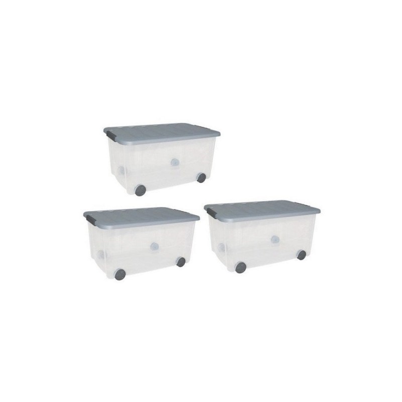 Lot de 3 boites SCOTTI en en plastique transparent l.60 x P.39 x H.31 cm