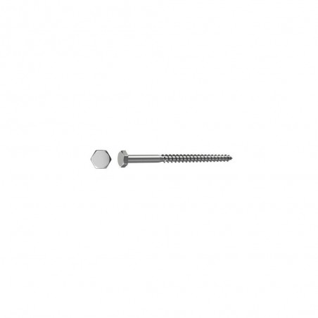 Lot de 2 Tirefond Inox Tête 6 Pans Standers Diam.8 Mm X L.70 Mm