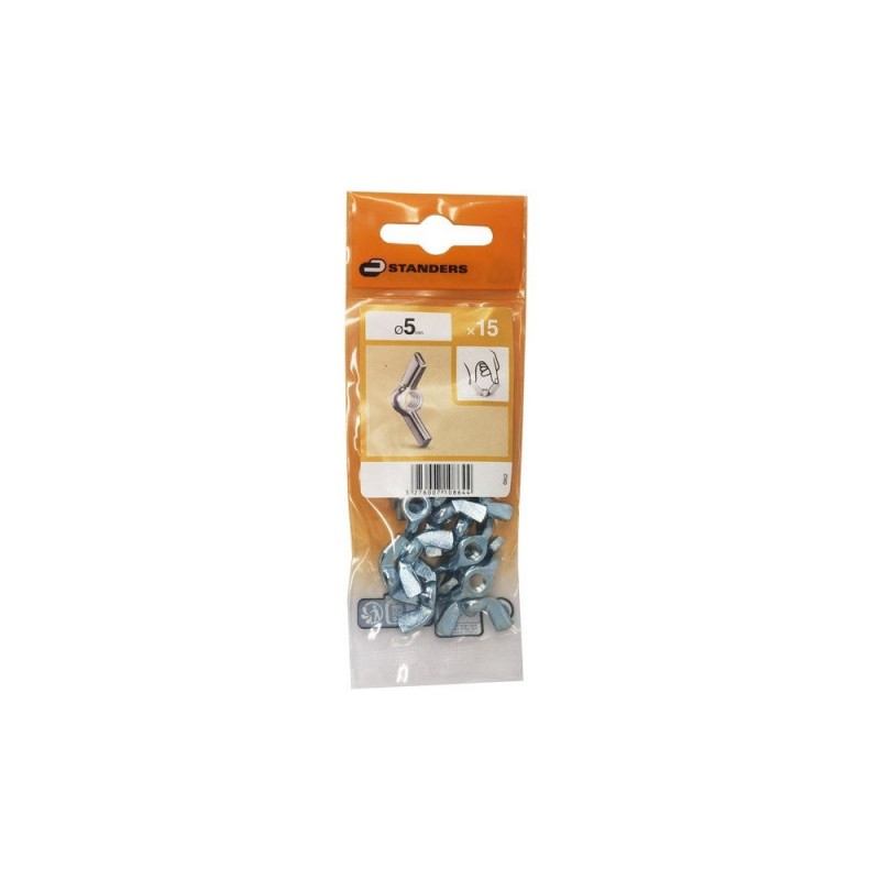 Lot de 15 écrous Oreilles Acier Diam.5 Mm Standers
