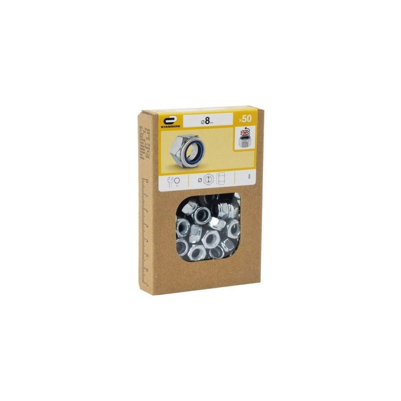 Lot de 50 écrous 6 Pans Acier Diam.8 Mm Standers