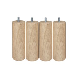 Lot de 4 Pieds De Meuble Cylindrique Fixes Hê tre Brut Blanc-Beige-Naturels 15Cm