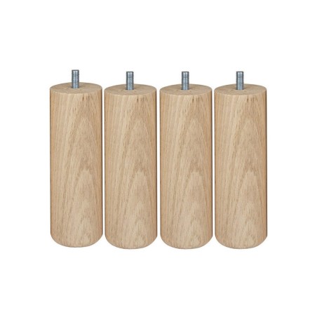 Lot de 4 Pieds De Meuble Cylindrique Fixes Hê tre Brut Blanc-Beige-Naturels 15Cm
