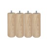 Lot de 4 Pieds De Meuble Cylindrique Fixes Hê tre Brut Blanc-Beige-Naturels 15Cm