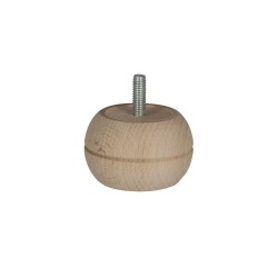 Pied De Meuble Boule Fixe Hê tre Brut Blanc - Beige - Naturels 4 Cm