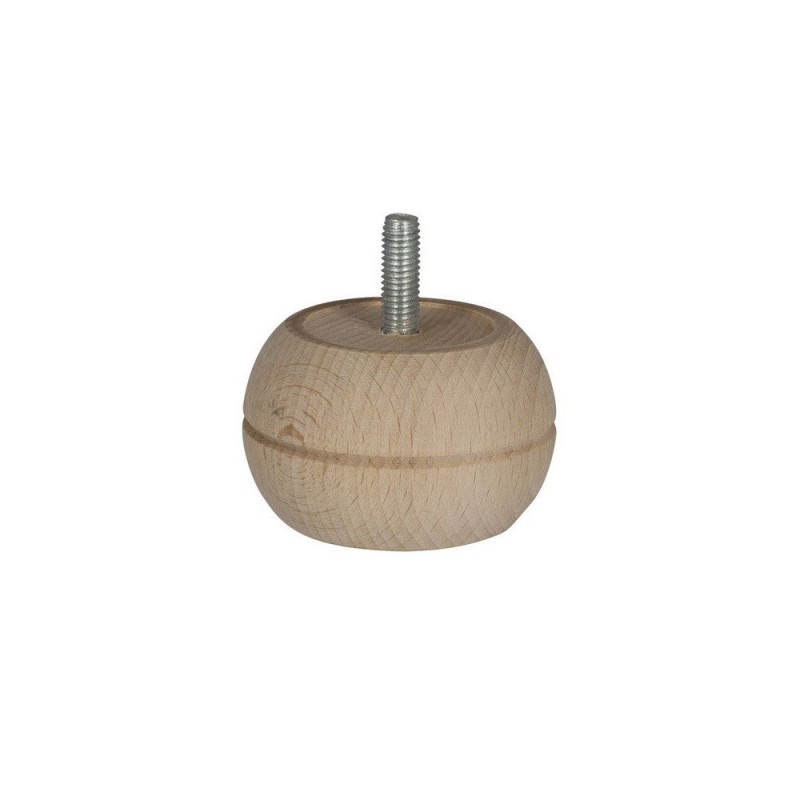 Pied De Meuble Boule Fixe Hê tre Brut Blanc - Beige - Naturels 4 Cm