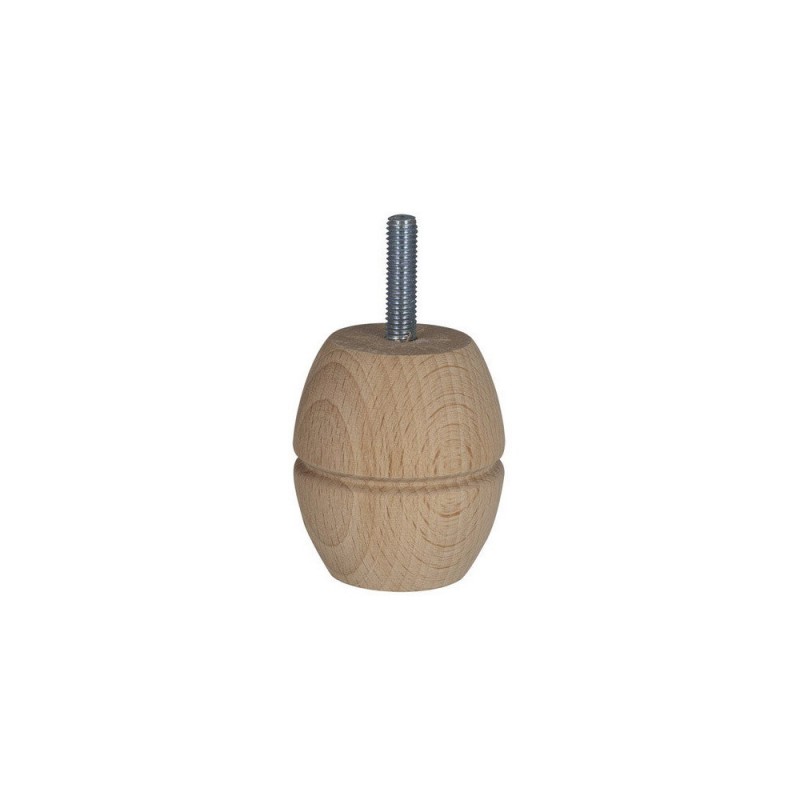 Pied De Meuble Boule Fixe Hê tre Brut Blanc - Beige - Naturels 6 Cm
