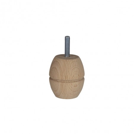 Pied De Meuble Boule Fixe Hê tre Brut Blanc - Beige - Naturels 6 Cm
