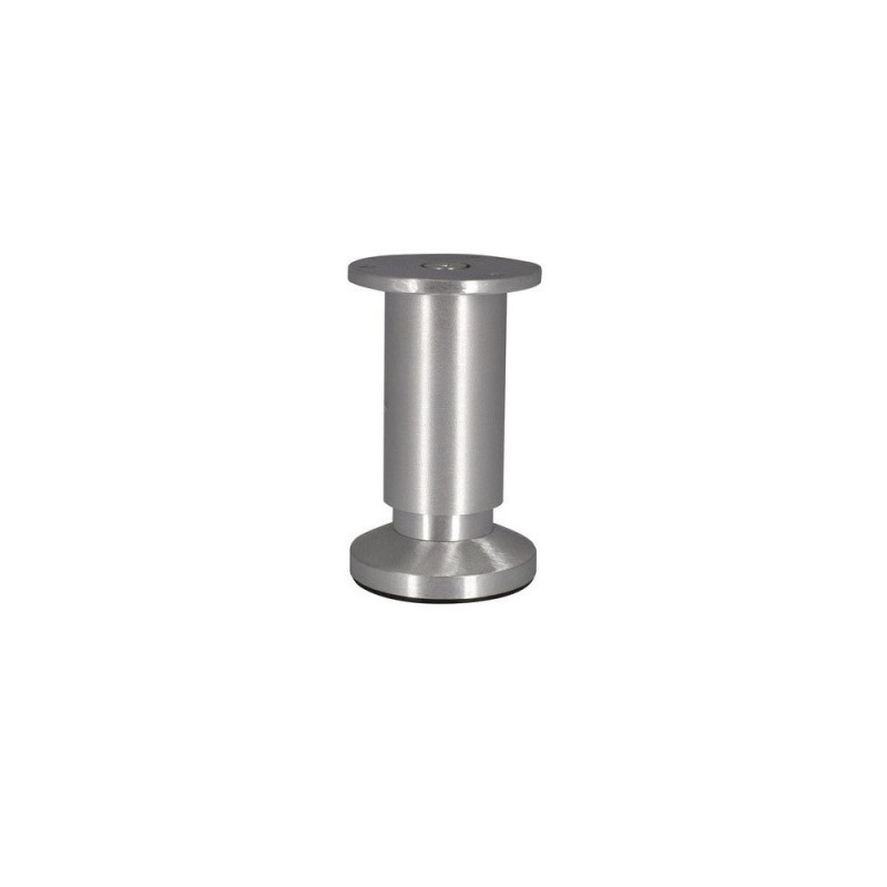 Pied de meuble cylindrique réglable en aluminium brossé gris