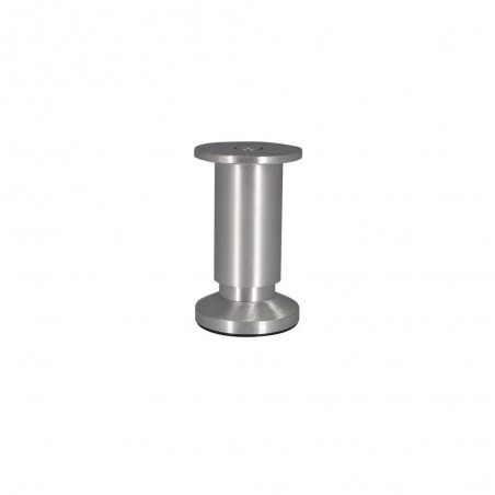 Pied de meuble cylindrique réglable en aluminium brossé gris