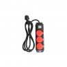 Multiprise Filaire 3 Prises Noir - Rouge 2M Lexman