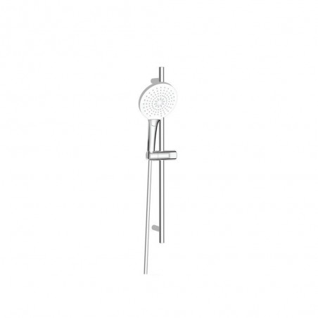 Pommeau de douche 3 jets flexible et barre SENSEA chromé