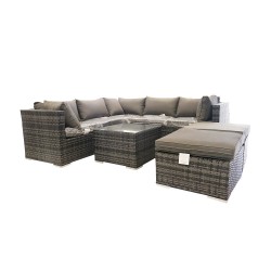 Salon de jardin dark grey 2X 2 places+ 1 angle+ 2 tabourets+ 1 table