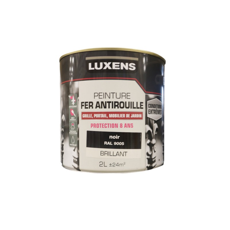 Peinture fer extérieur noir brillant 2l -  - meilleure qualité