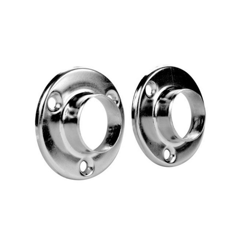 Lot de 2 support de barre de penderie D25 mm rond chrome 54 m