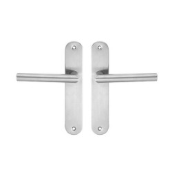 P50 Poignée de porte Sara inox entraxe 195mm bec de cane sur cale de 2 pièces