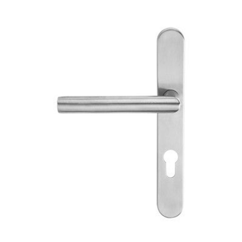 Poignée de porte Sara trou de cylindre inox satin avec vis 195mm