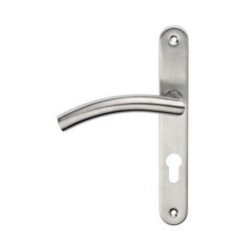 Poignée de porte margaud acier satine trou de cylindre gauche