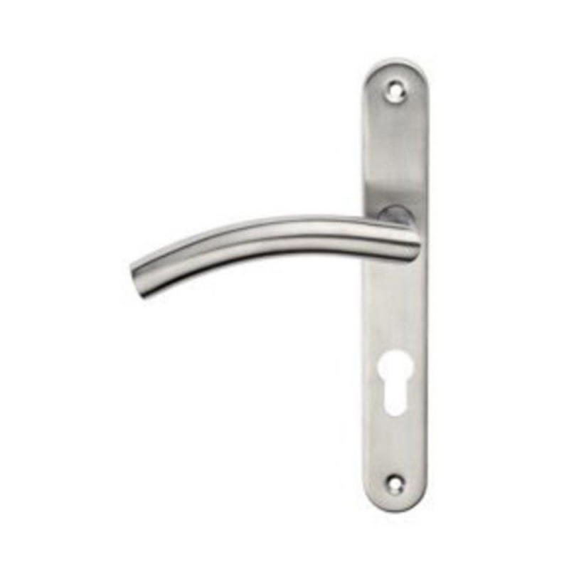 Poignée de porte margaud acier satine trou de cylindre gauche
