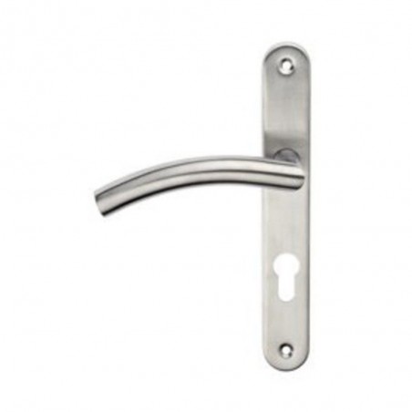 Poignée de porte margaud acier satine trou de cylindre gauche