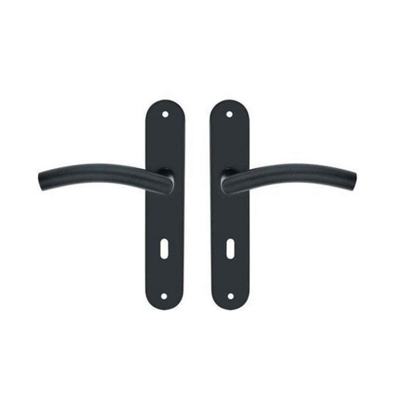 Ensemble de porte margaud 195mm trou cle acier inoxydable noir