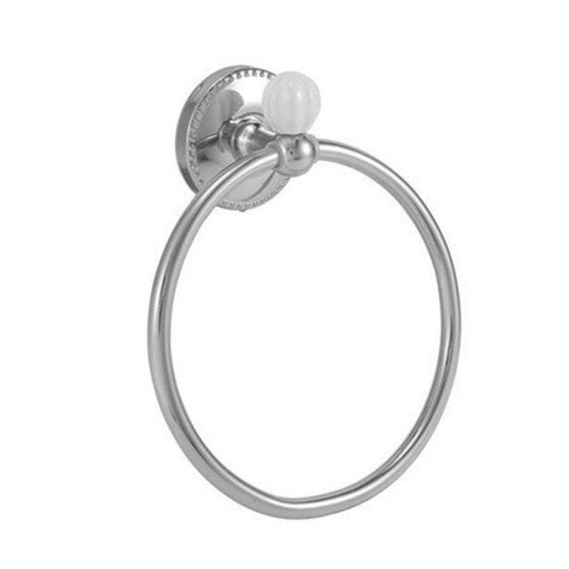 Porte serviette anneau emmy blanc / chrome -  - meilleure qualité
