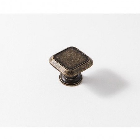 Lot de 4 boutons de meuble carré Zamak Laitonné H.22 X L.30 X p.30 mm