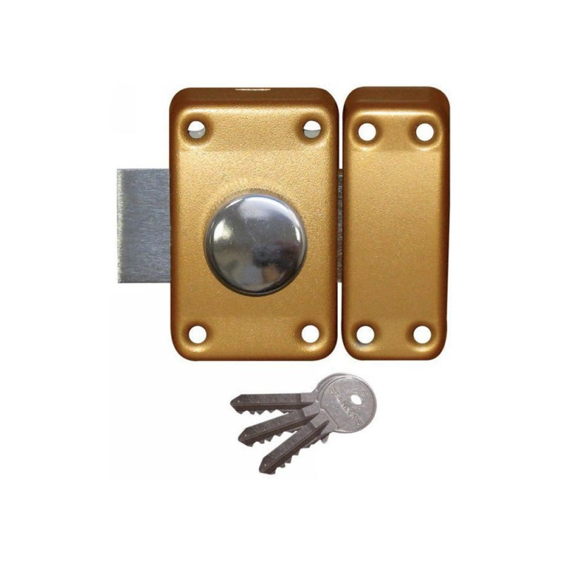 Verrou bouton - cylindre city à5 goupilles L.40 mm bronze