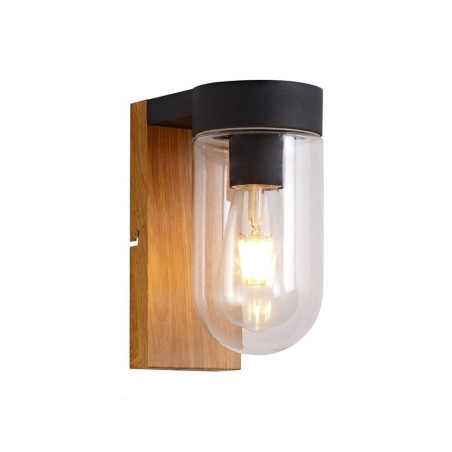 Applique extérieure cABAR e27 max 40W métal noir + bois brilliant