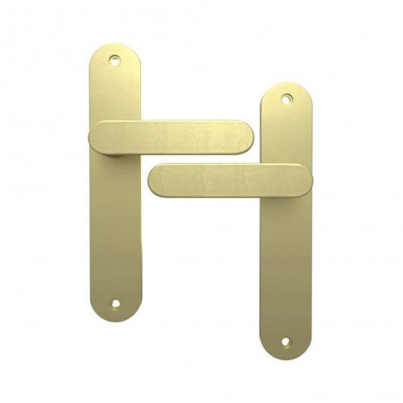 Ensemble de porte sans troualuminium laiton brossé entraxe 195 mm