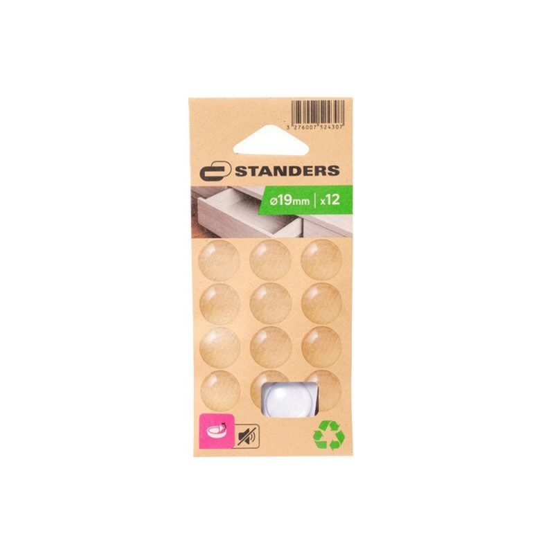 Lot 12 domes antigliss+adhésif.transparent 19mm