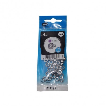 Lot de 45 écrous inox 4 mm