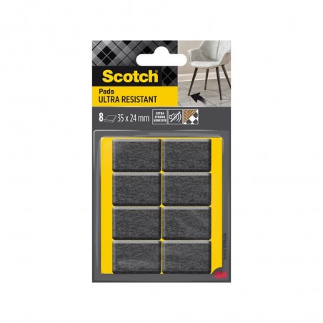 Lot de 8 patins feutre adhésif 35 x 24 mm gris