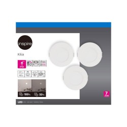 Kit 3 spot àencastrer SDB Kilia led rond blanc IP65 2700k-4000k blanc chaud-neutre