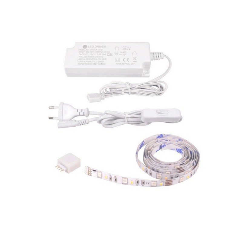 Kit ruban LED 1.5m multicolore et blanc 4000K Ledflexi