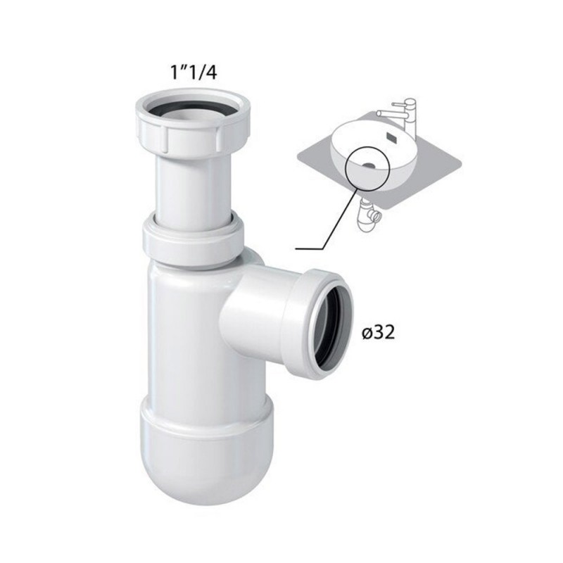 Siphon pour évier réglable en hauteur diam. 65 mm