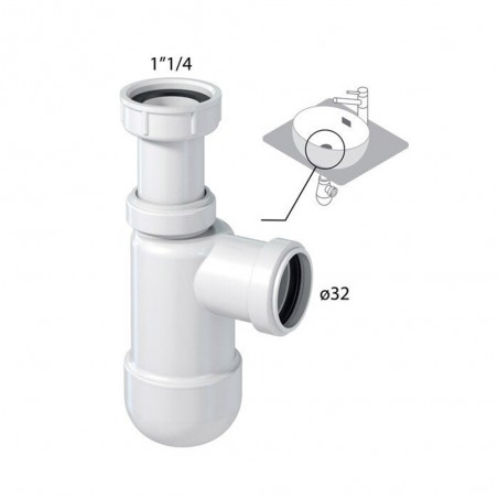 Siphon pour évier réglable en hauteur diam. 65 mm