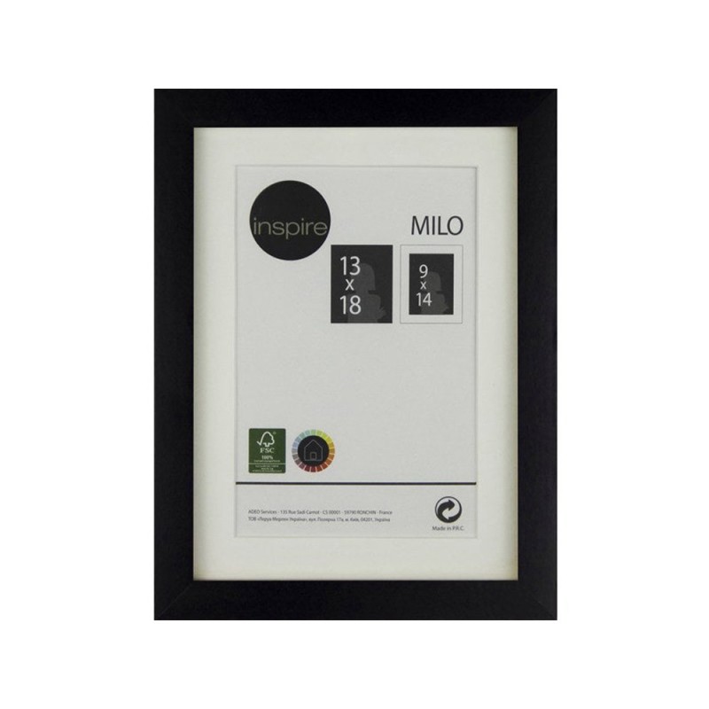Cadre photo milo 13x18 cm bois noir - meilleure qualité