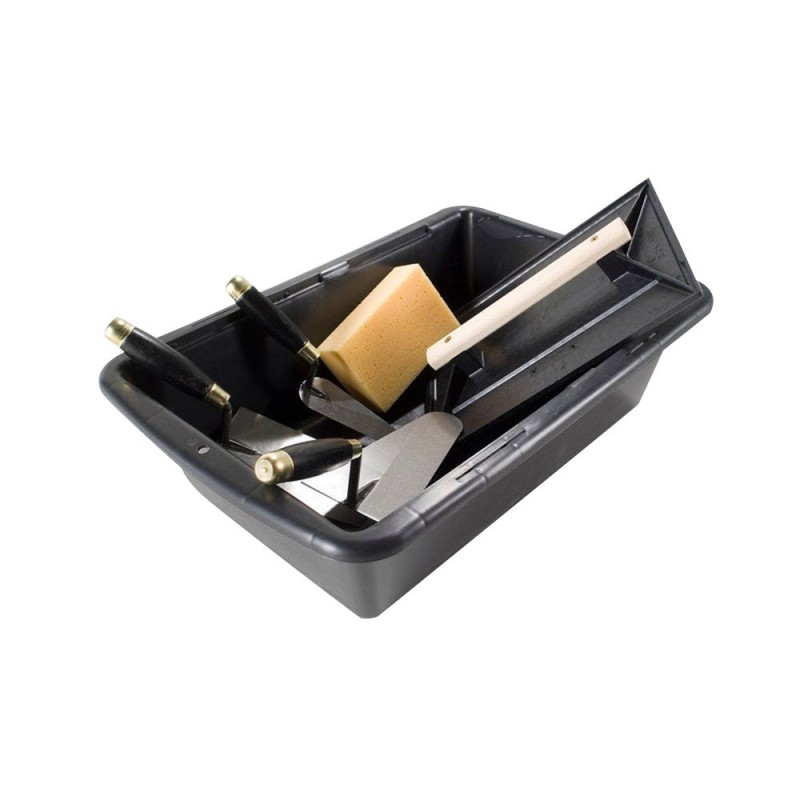 Kit du maçon auge + 3 truelles + taloche + éponge