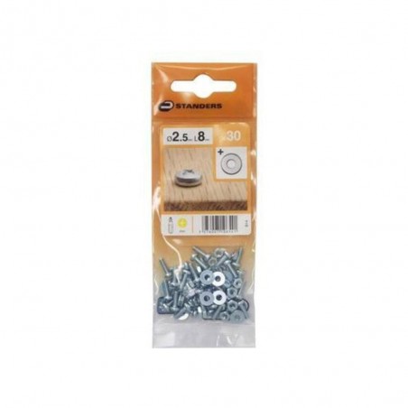 Lot de 30 boulons tête cylindrique acier Zingué L.8 X diam.2.5 mm