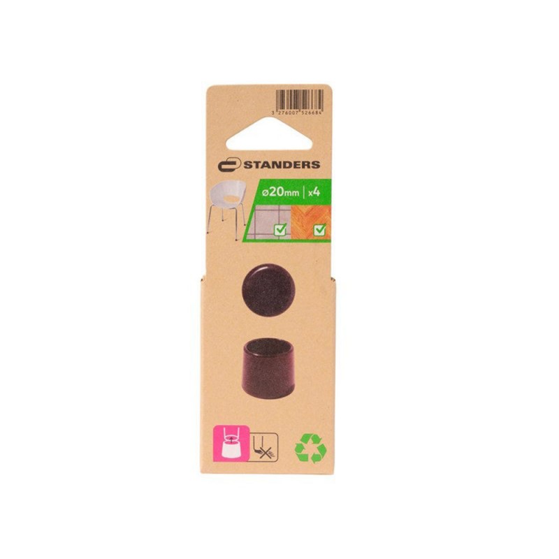 Lot de 4 embouts enveloppant plastique noir 20mm