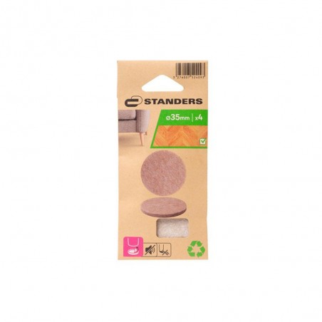 Lot de 4 patins feutre.adhésifmarron 35mm