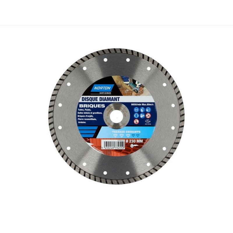 Disque diamant courant segmenté pour brique diam. 230 mm