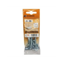 Lot de 6 boulons tête ronde acier Zingué L.50 X diam.5 mm