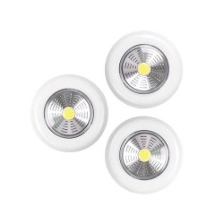 Lot de 3 éclairages bouton poussoir led àpile 3AAA blanc neutre