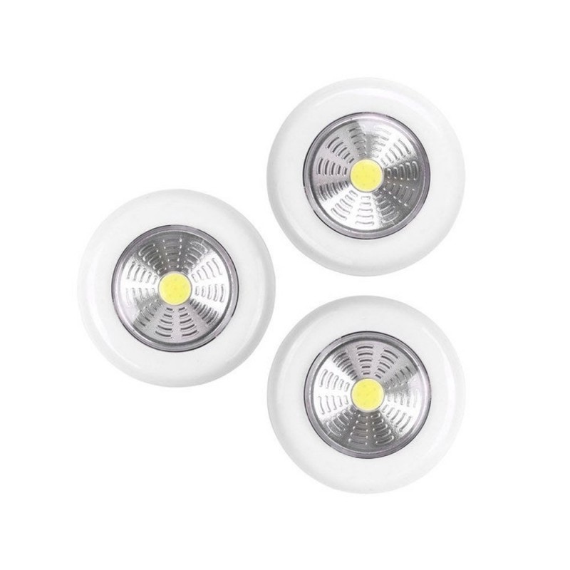 Lot de 3 éclairages bouton poussoir led àpile 3AAA blanc neutre